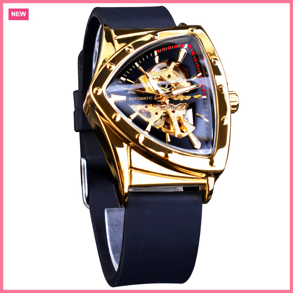 Automatic Mechanical Watch With Triangle Dial Stainless Steel Bracelet